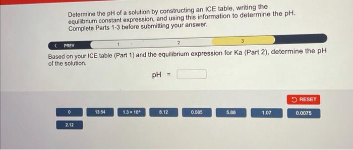 Solved Determine the pH of a solution by constructing an ICE | Chegg.com