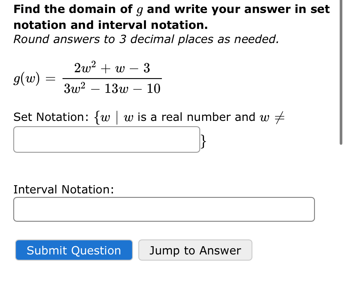 Solved Find the domain of g ﻿and write your answer in set | Chegg.com
