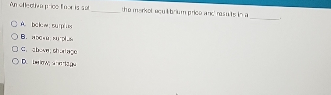An Effective Price Floor Results In