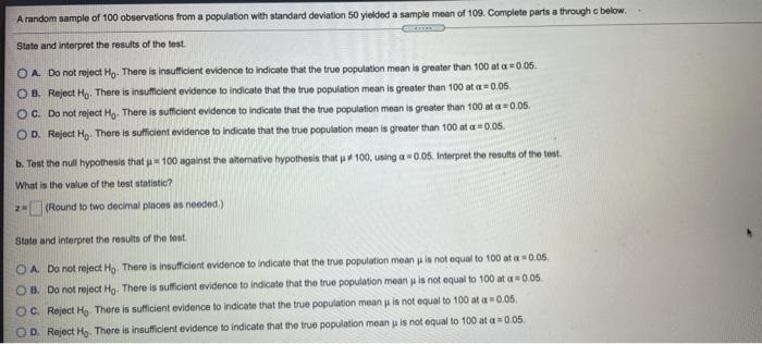 Solved A random sample of 100 observations from a population | Chegg.com
