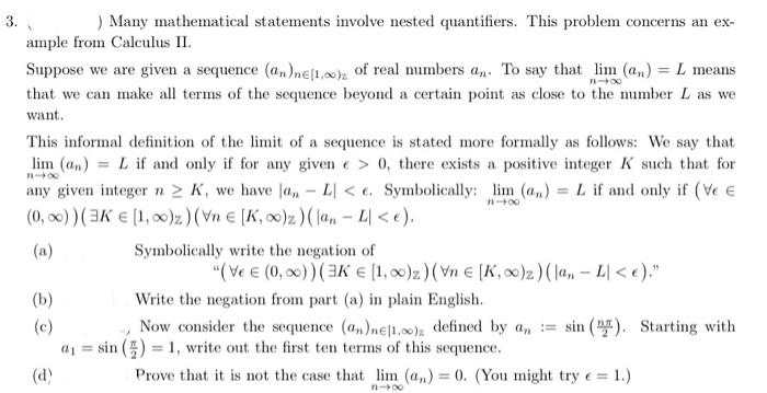 Solved 3. I Many mathematical statements involve nested | Chegg.com