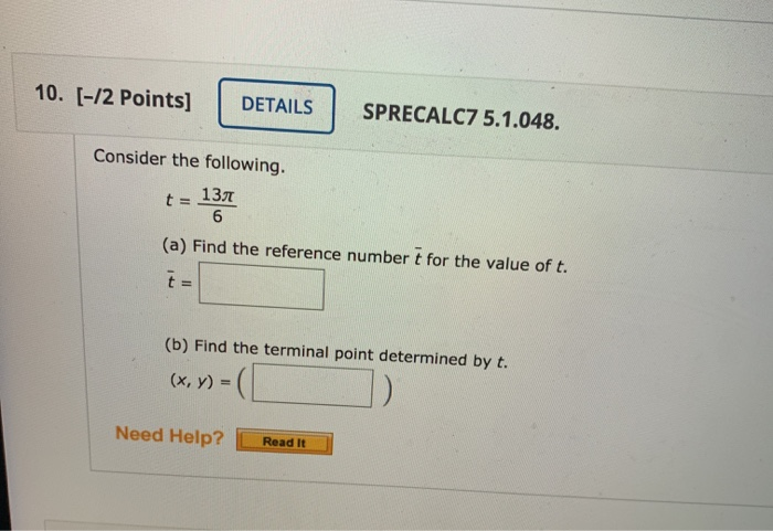 Solved 10. [-12 Points] DETAILS SPRECALC7 5.1.048. Consider | Chegg.com
