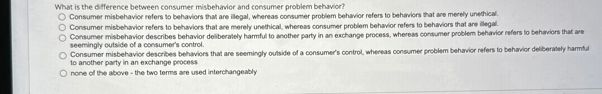 Solved What is the difference between consumer misbehavior | Chegg.com