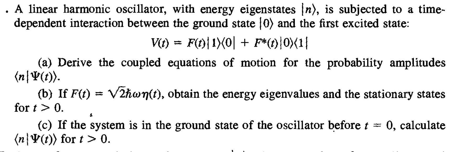 Solved A linear harmonic oscillator, with energy eigenstates