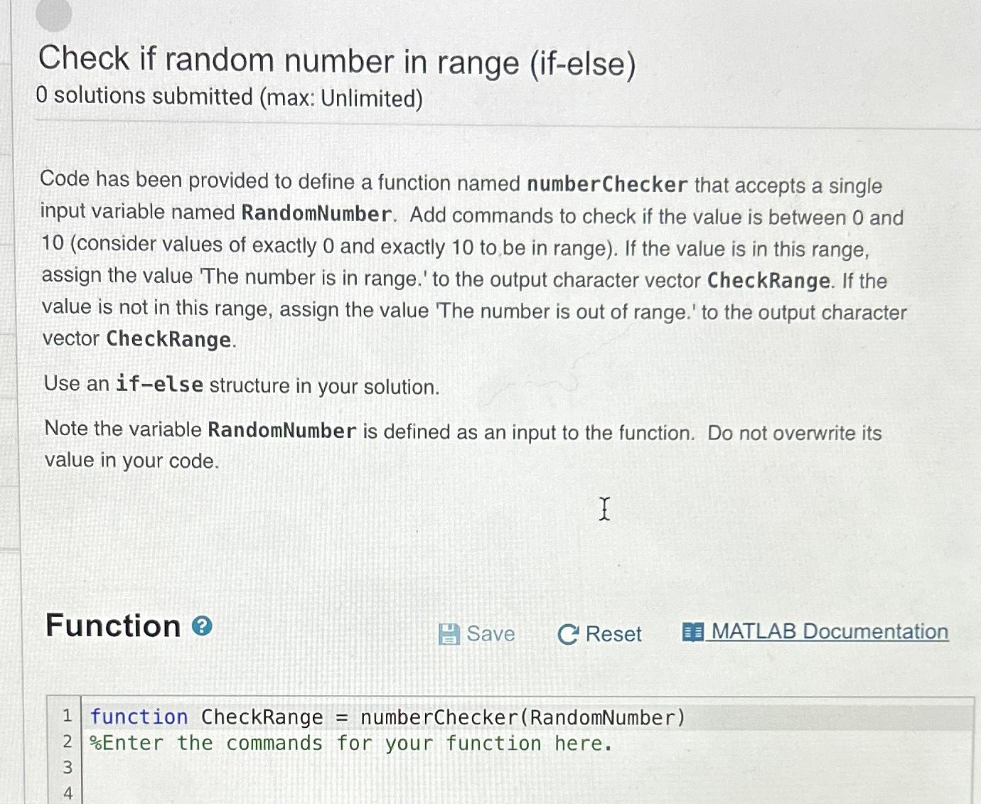 Solved Check if random number in range (if-else)0 ﻿solutions | Chegg.com