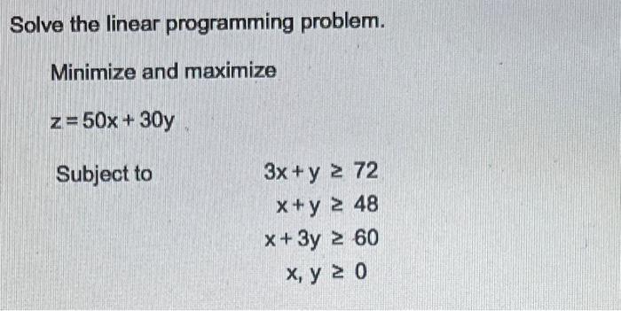 Solved Solve the linear programming problem. Minimize and | Chegg.com