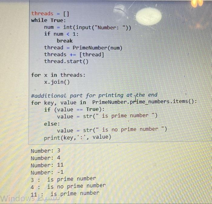 Solved 96: (3 points) The next python program shows a thread | Chegg.com