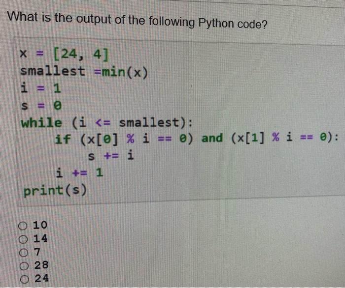 Solved What is the expected outcome of the following Python | Chegg.com