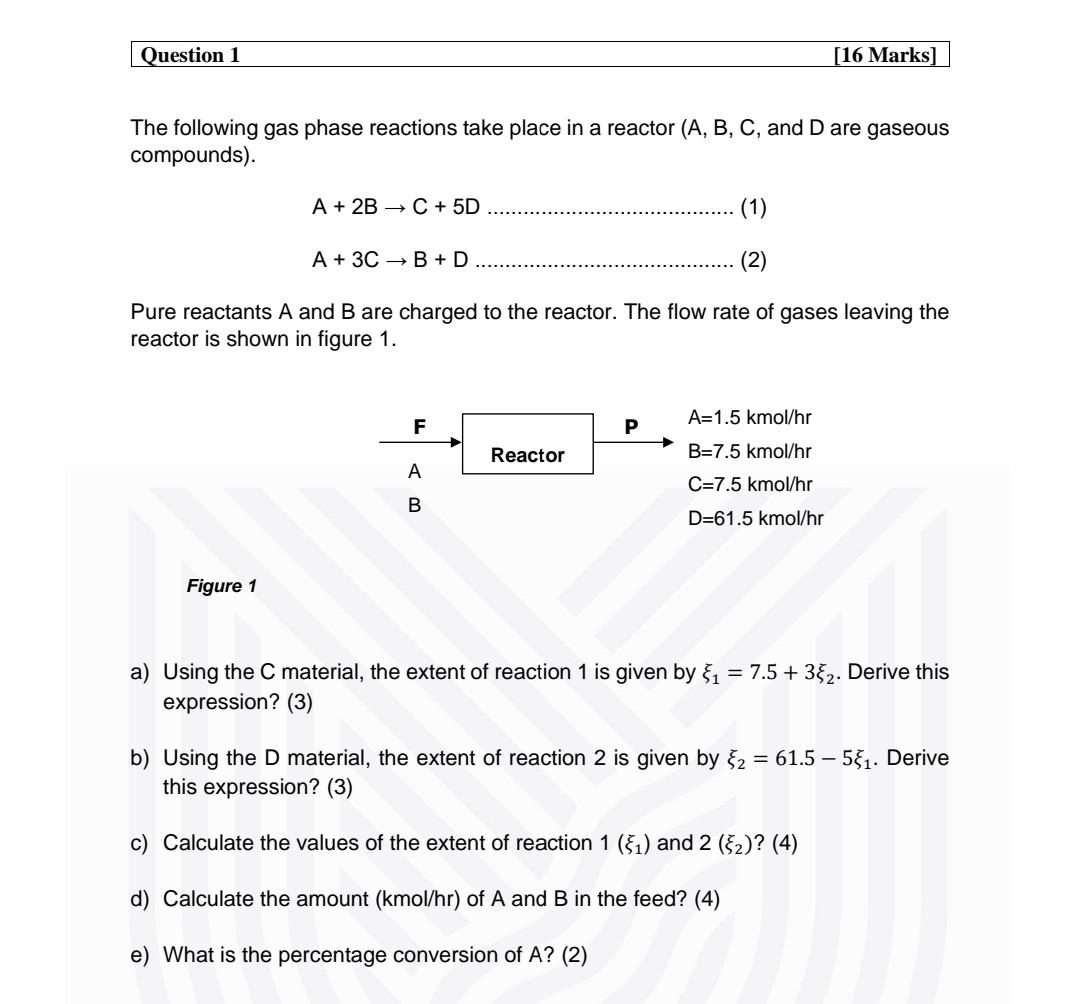 Solved The Following Gas Phase Reactions Take Place In A | Chegg.com