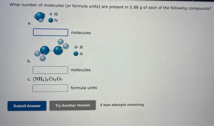 Solved What mass of compound is present in 7.00 moles of | Chegg.com