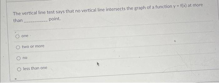 Solved The vertical line test says that no vertical line | Chegg.com