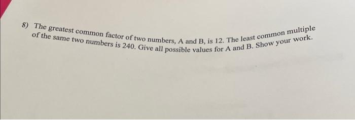 how can you find the greatest common factor of two numbers