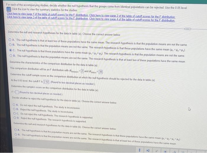 Solved For each of the accompanying studies, decide whether | Chegg.com