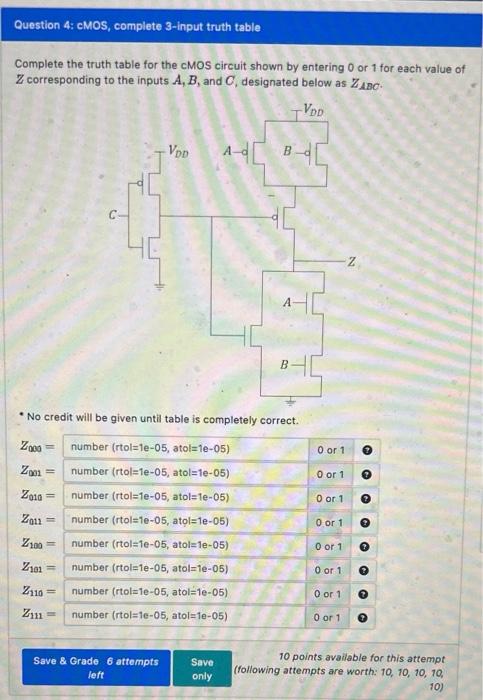 Solved Complete the truth table for the cMOS circuit shown | Chegg.com