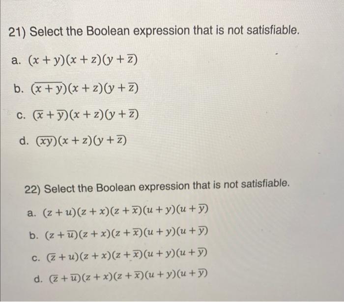 Solved 21 Select The Boolean Expression That Is Not Chegg Com