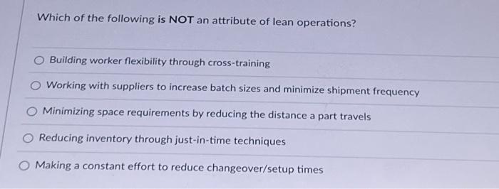 Solved Which of the following is NOT an attribute of lean | Chegg.com
