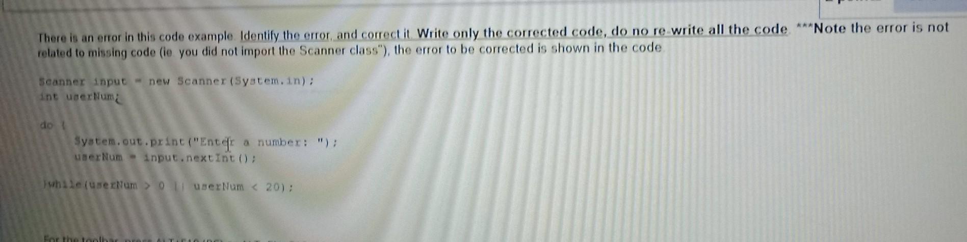 Solved There is an error in this code example. Identify the | Chegg.com