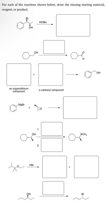Solved For each of the reactions shown below, draw the | Chegg.com