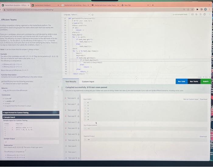 Solved efficient teams python problem i have written out | Chegg.com