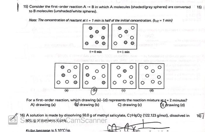 Solved 15) Consider The First-order Reaction A→B In Which A | Chegg.com