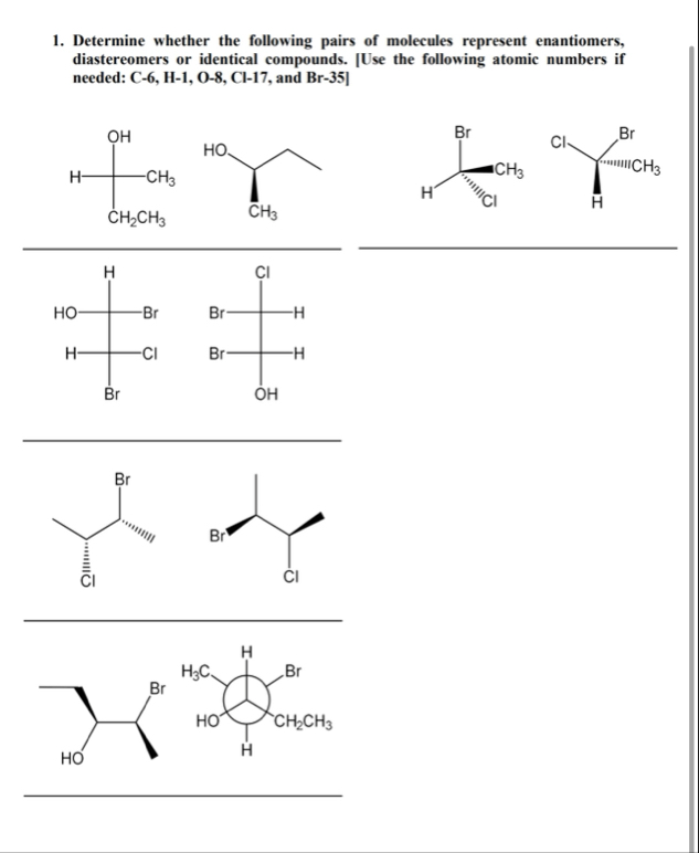 Solved Determine whether the following pairs of molecules | Chegg.com