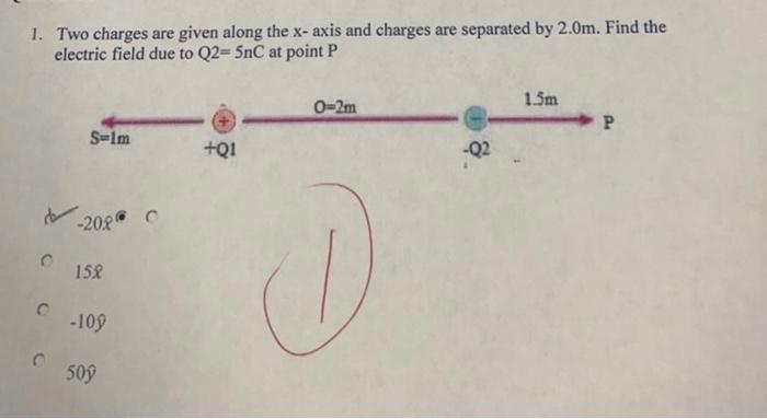 Solved 1. Two charges are given along the x - axis and | Chegg.com