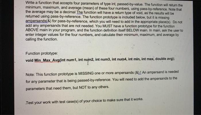 Solved Write a function that accepts four parameters of type | Chegg.com