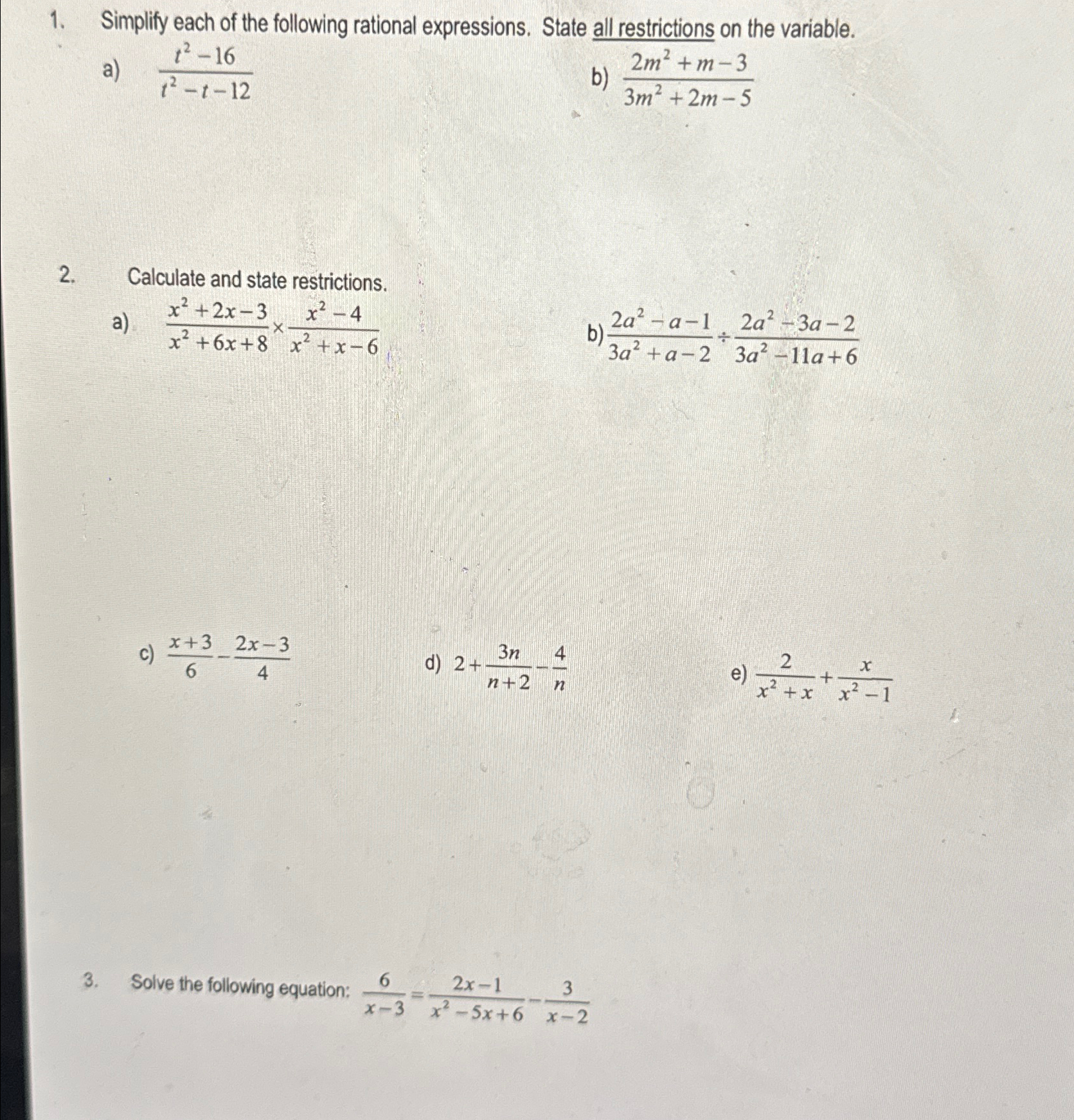 Solved Simplify each of the following rational expressions. | Chegg.com