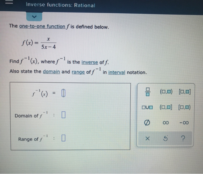 Solved Inverse functions: Rational The one-to-one function f | Chegg.com