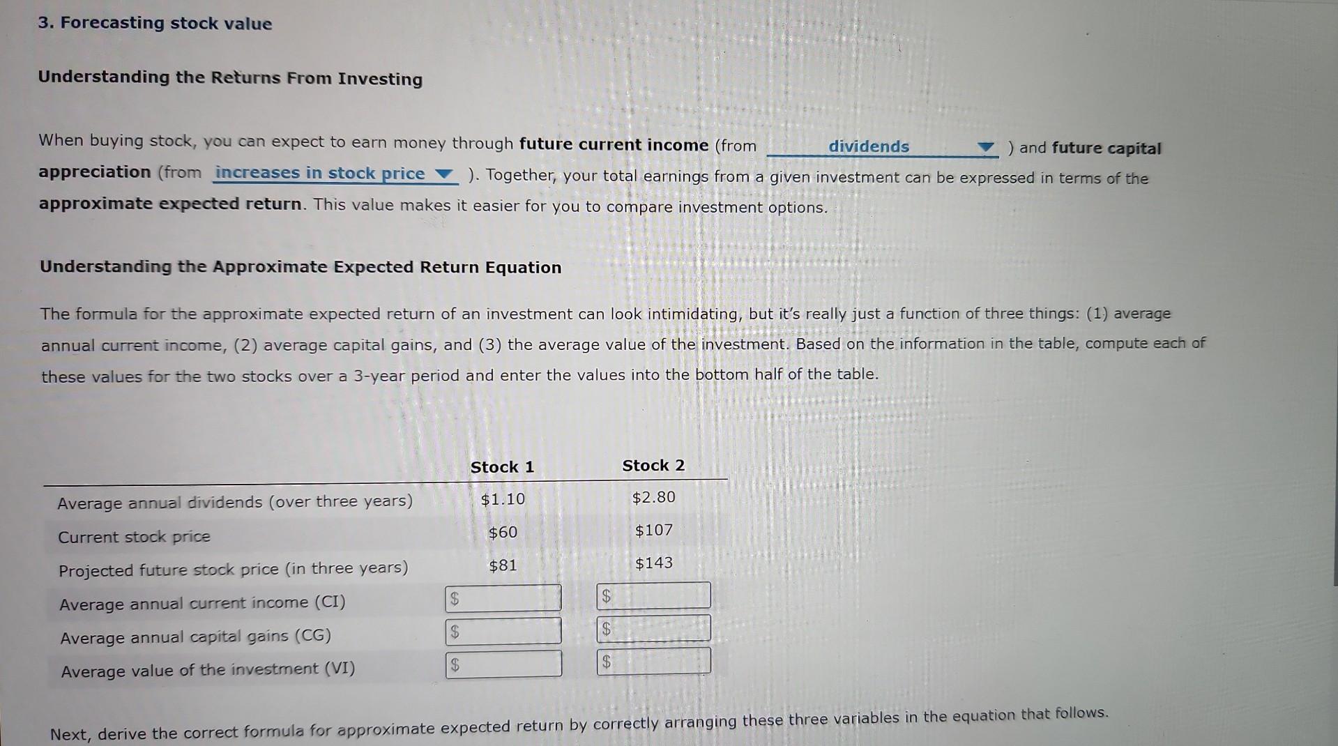 Solved Understanding The Returns From Investing When Buying | Chegg.com