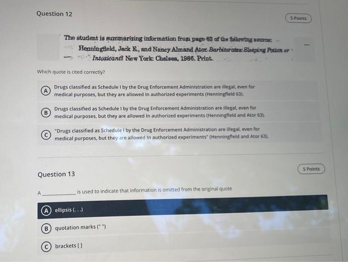 Solved Question 12 5 Points The Student Is Summarizing 