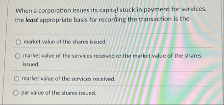 Solved When a corporation issues its capital stock in | Chegg.com