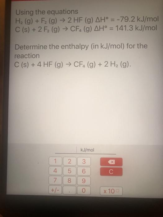 Solved Using the equations H2 (g) + F2 (g) → 2 HF (g) AH° = | Chegg.com