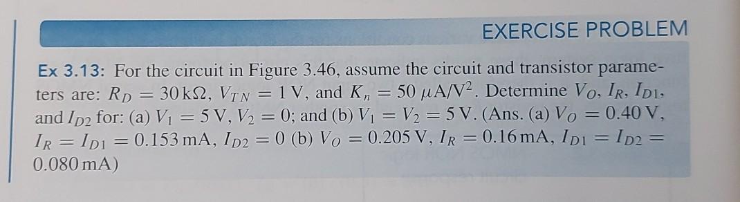 EXERCISE PROBLEM Ex 3.13: For the circuit in Figure | Chegg.com