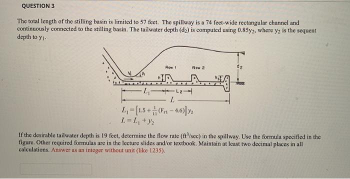 Solved QUESTION 3 The total length of the stilling basin is | Chegg.com