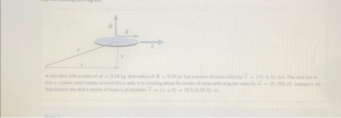 Solved A thin disk with a mass of m=0.10 kg and radius of | Chegg.com
