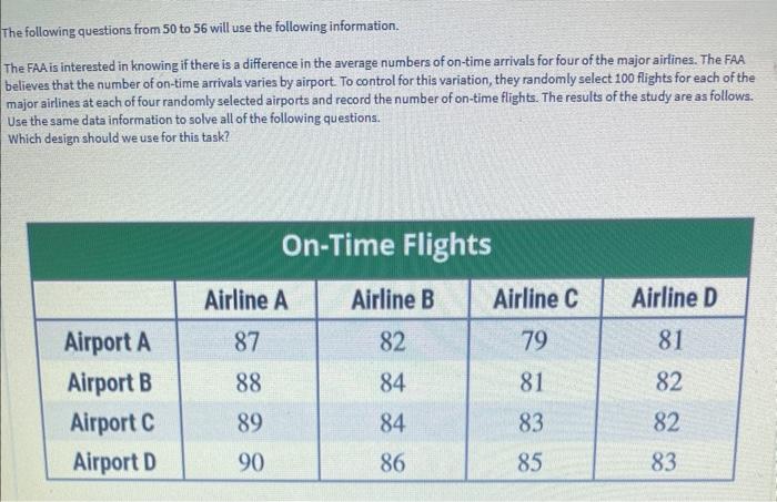 Solved The following questions from 50 to 56 will use the | Chegg.com