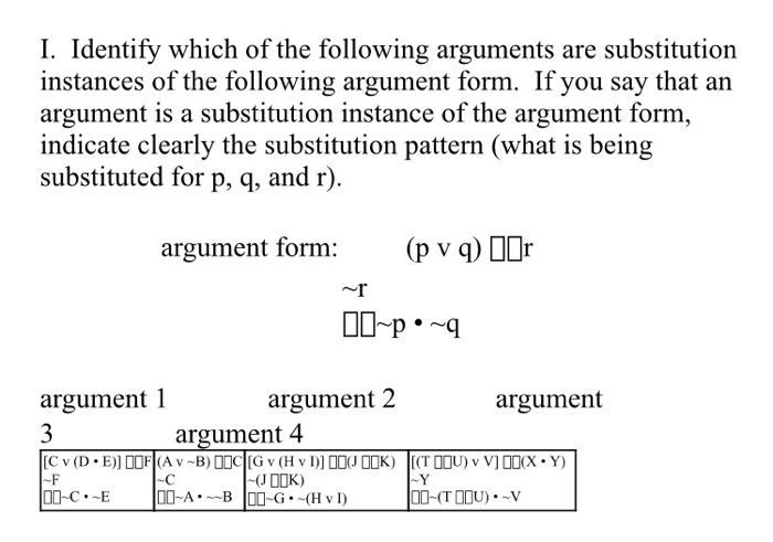 I. Identify which of the following arguments are | Chegg.com