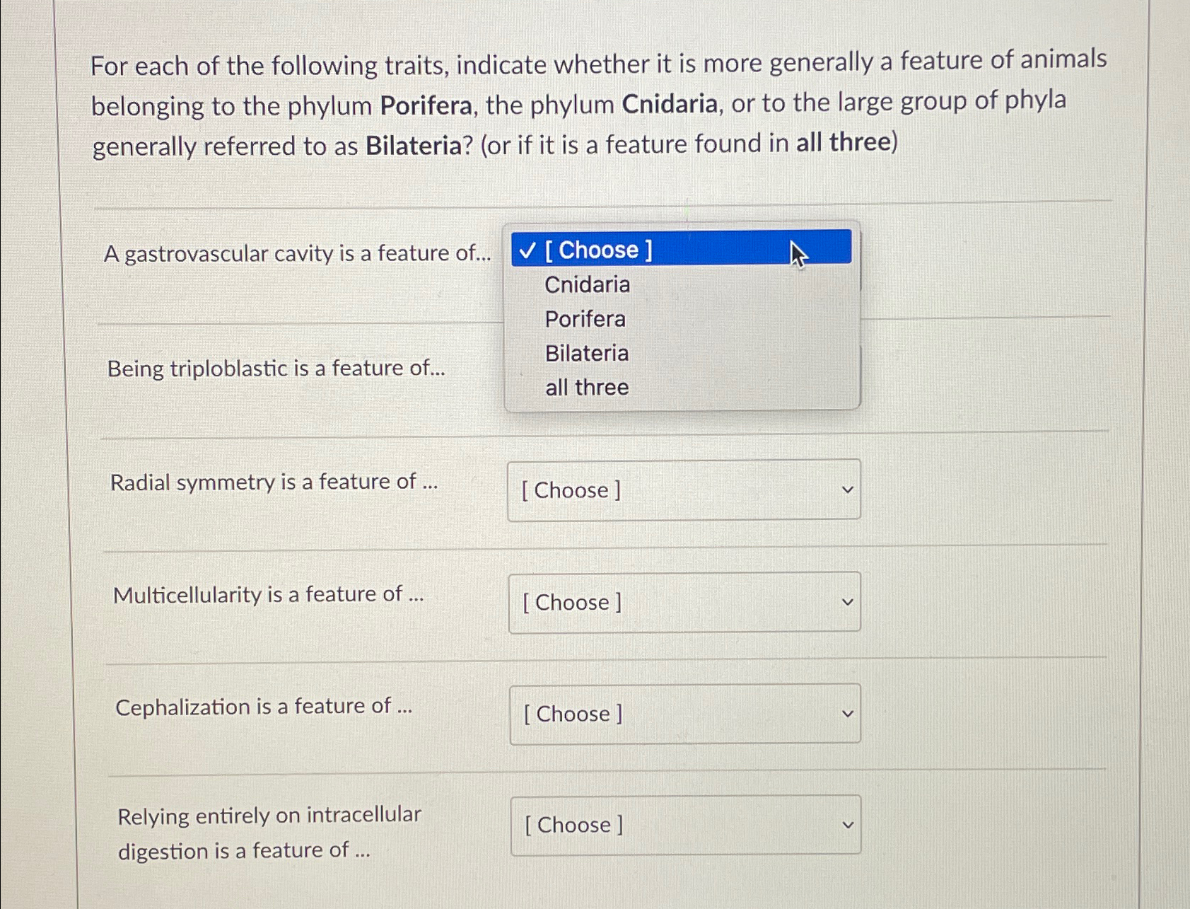 Solved For each of the following traits, indicate whether it | Chegg.com