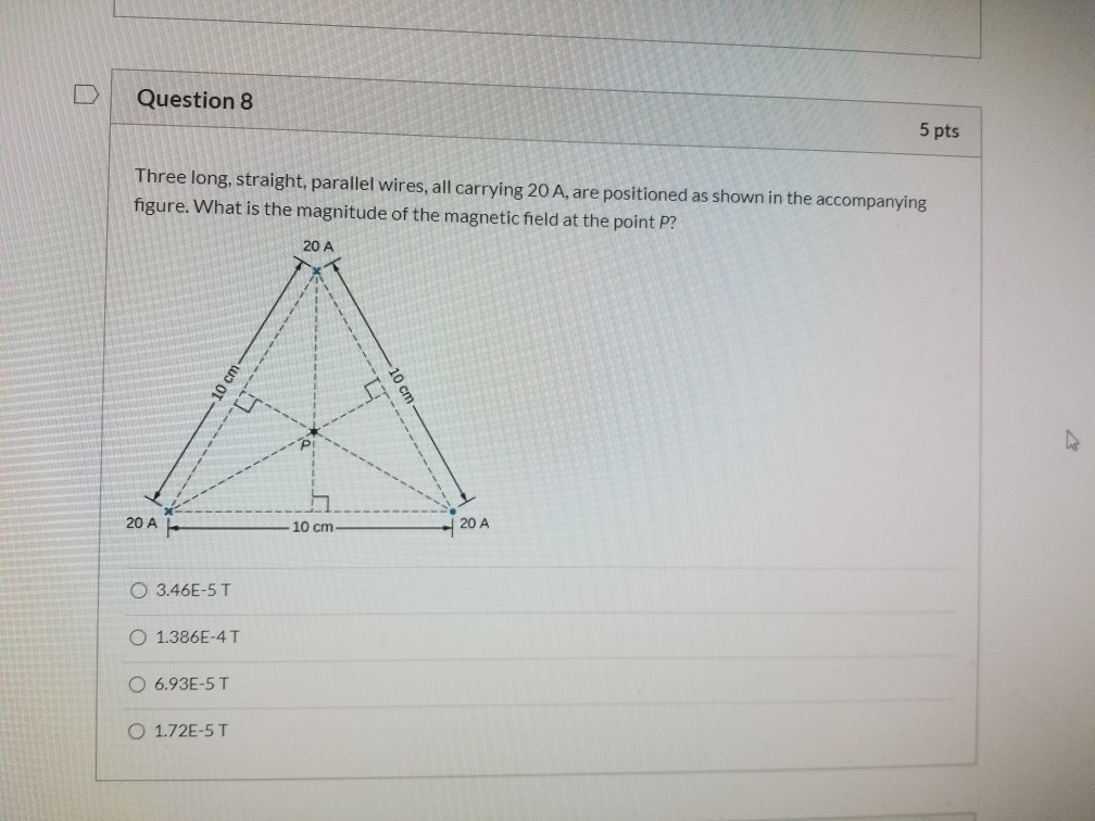 Solved Question 8 5 Pts Three Long, Straight, Parallel | Chegg.com