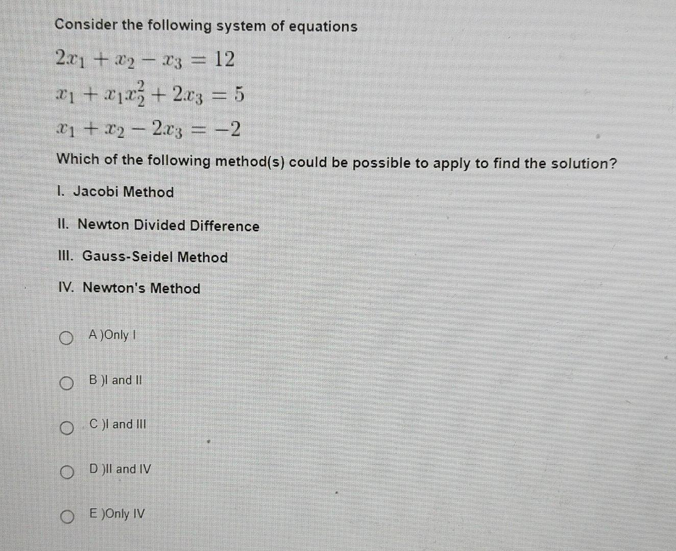 Solved Consider the following system of equations | Chegg.com