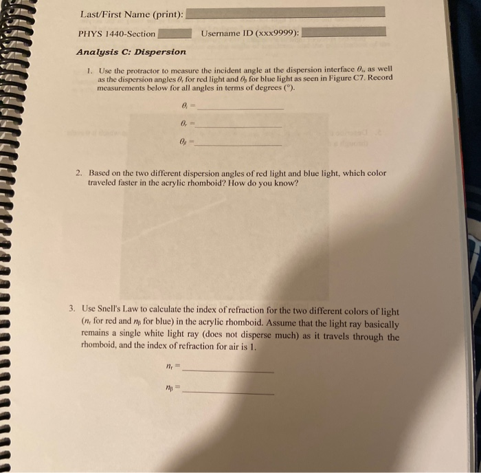 Last/First Name (print): PHYS 1440-Section Username | Chegg.com