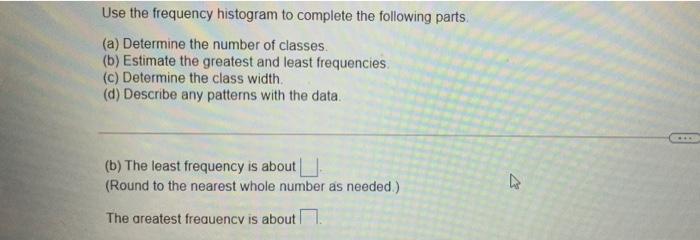 Solved Use the frequency histogram to complete the following | Chegg.com