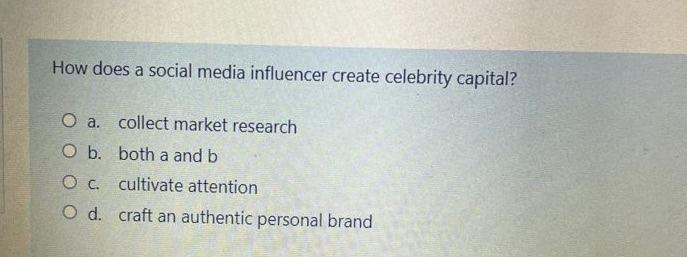 Solved How does a social media influencer create celebrity | Chegg.com