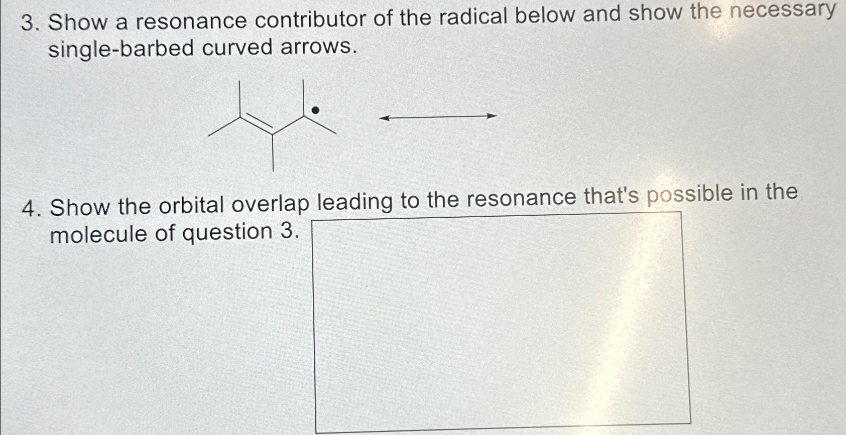 Show a resonance contributor of the radical below and | Chegg.com