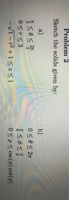 Solved Problem 2 Sketch The Solids Given By: A) B) | Chegg.com