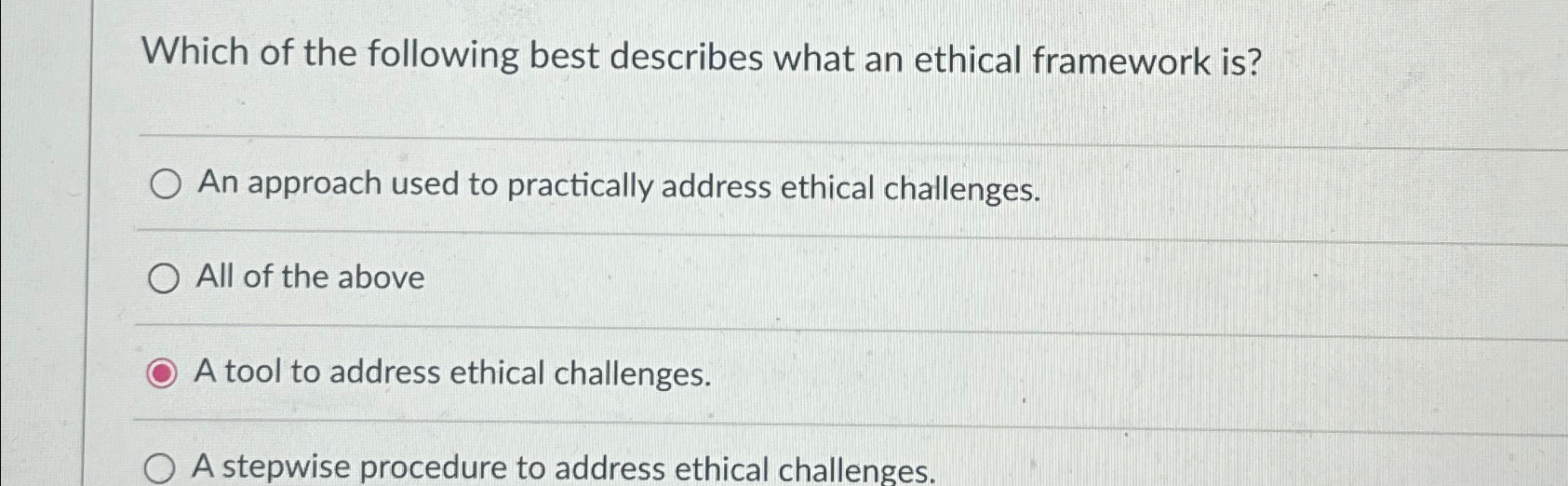 Solved Which of the following best describes what an ethical | Chegg.com