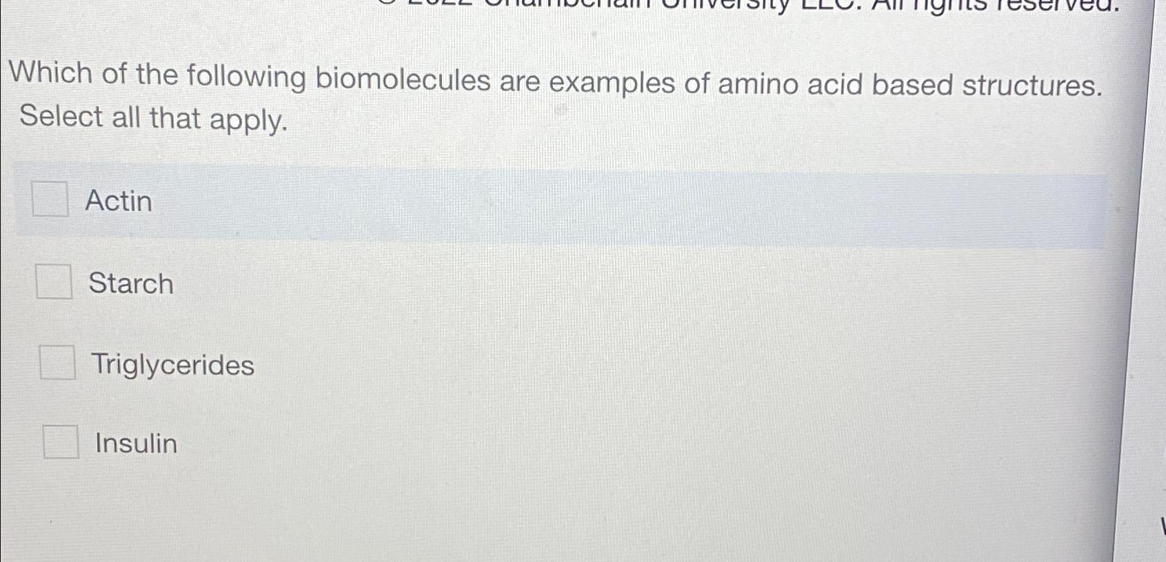 Solved Which Of The Following Biomolecules Are Examples Of | Chegg.com