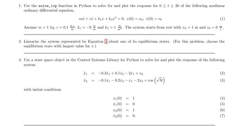 1. Use the solve_ivp function in Python to solve for | Chegg.com