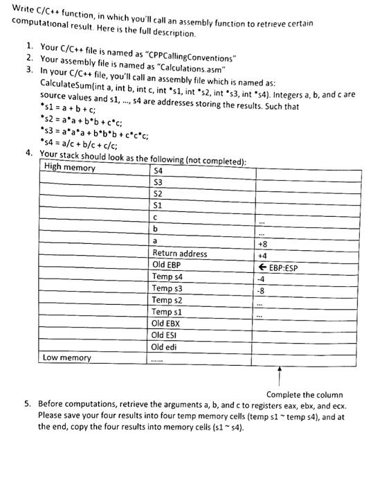 Solved Write C/C++function, in which you'll call an assembly | Chegg.com